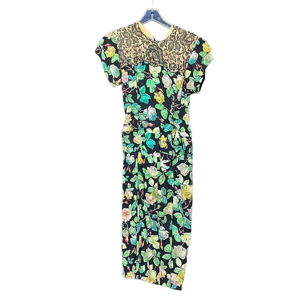 40s Rose Print Dress | Rayon | VTG Vintage